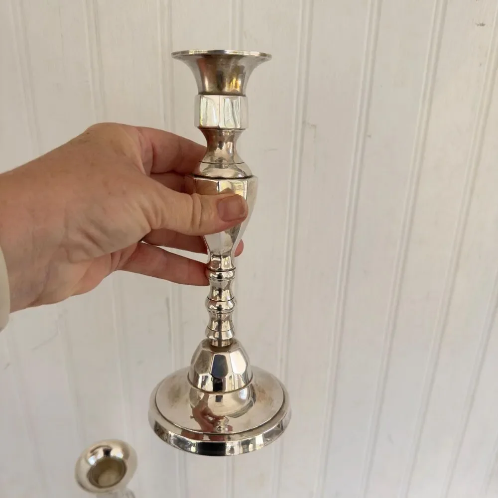 Vintage Set of Silver Plate Taper Candle Holders 8.25”Tall